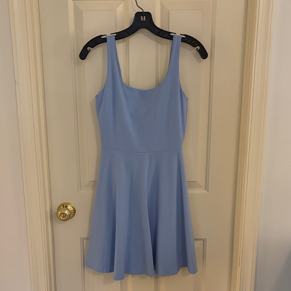 Susana Monaco Powder Blue Scoop Neck Fit-and-Flare Mini Dress S